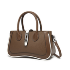 Coffee Women's Dual Tone Top Handle  Handbag with Detachable Shoulder Strap