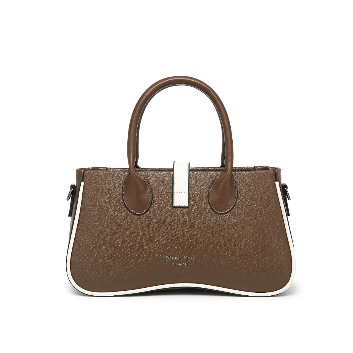 Coffee Women's Dual Tone Top Handle  Handbag with Detachable Shoulder Strap