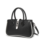 Black Women's Dual Tone Top Handle  Handbag with Detachable Shoulder Strap