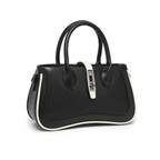 Black Women's Dual Tone Top Handle  Handbag with Detachable Shoulder Strap