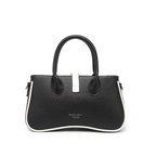 Black Women's Dual Tone Top Handle  Handbag with Detachable Shoulder Strap