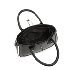 Black Women's Dual Tone Top Handle  Handbag with Detachable Shoulder Strap
