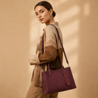 Wine Canvas Structured Handbag for Women