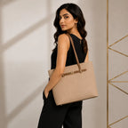 Brown Structured Shoulder Tote Bag for Women
