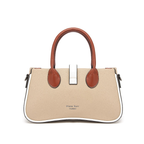 Tan Women's Dual Tone Top Handle  Handbag with Detachable Shoulder Strap