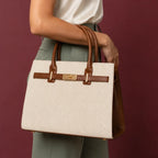 Off White Chevron Textured Handbag for Women