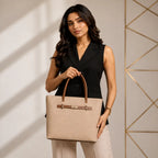 Brown Structured Shoulder Tote Bag for Women