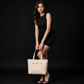 Off White Structured Shoulder Tote Bag for Women