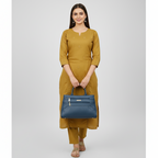 Blush Structured Tote Teal Blue Handbag For Women