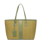 Mustard Woven Straw Textured Tote Bag for Women