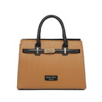 Tan Chevron Textured Handbag for Women