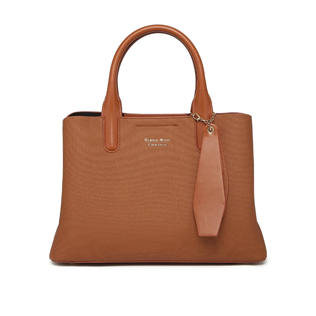 Tan Canvas Structured Handbag for Women