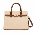 Khaki Chevron Textured Handbag for Women