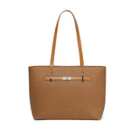 Tan Structured Shoulder Tote Bag for Women