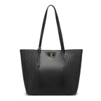 Black Textured Panel Tote Bag for Women