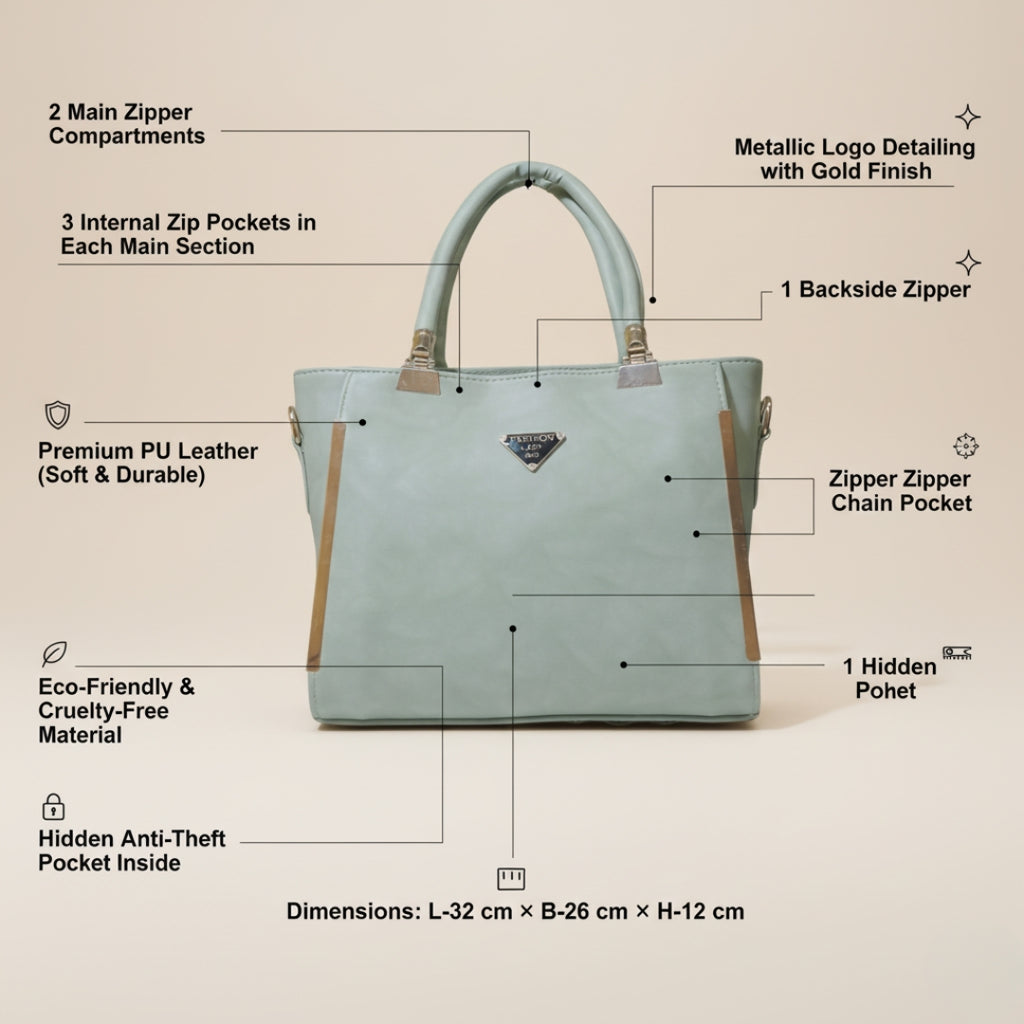 Cherry Bloossom Mint Luxe Handbag