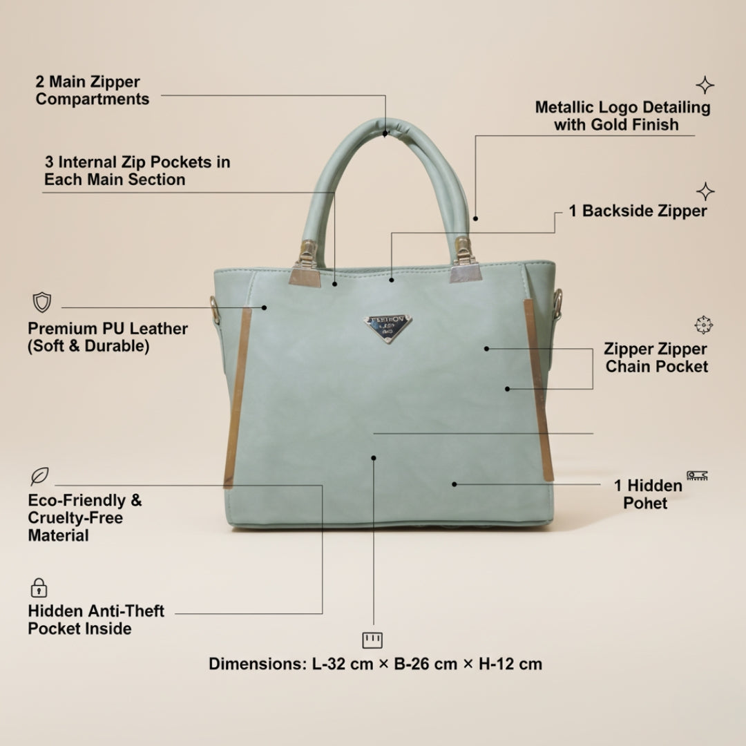 Cherry Bloossom Mint Luxe Handbag