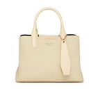 Beige Canvas Structured Handbag for Women