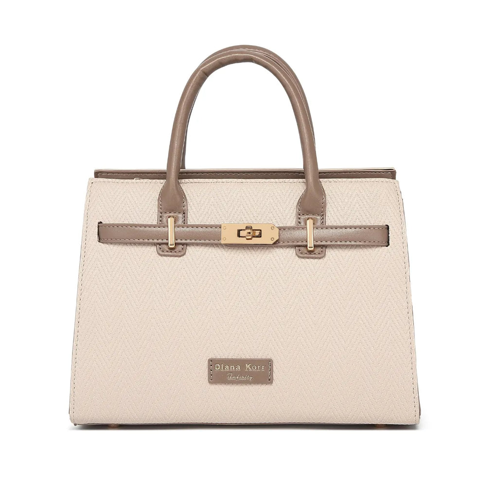 Beige Chevron Textured Handbag for Women