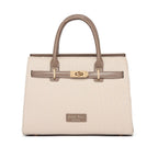 Beige Chevron Textured Handbag for Women