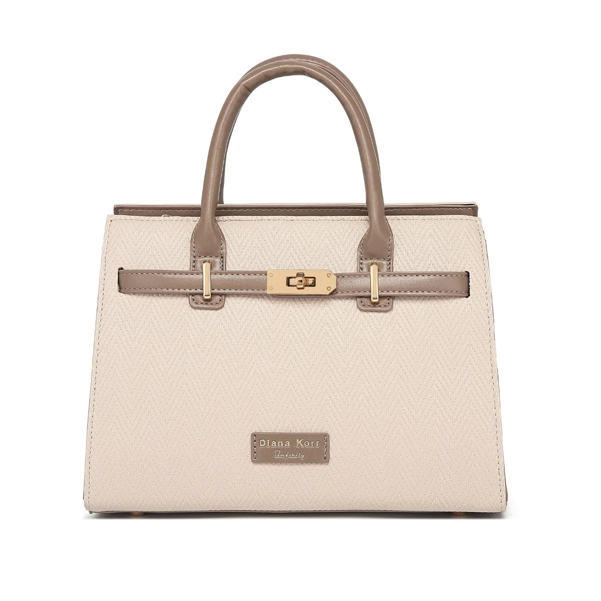 Beige Chevron Textured Handbag for Women