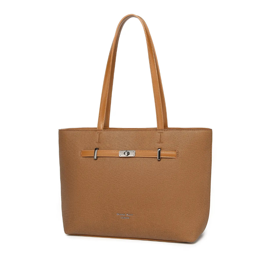 Tan Structured Shoulder Tote Bag for Women