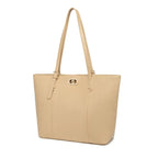 Beige Textured Panel Tote Bag for Women