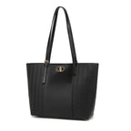 Black Textured Panel Tote Bag for Women