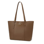 Brown Textured Panel Tote Bag for Women