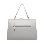 Grey Structured Top Handle Handbag for Women