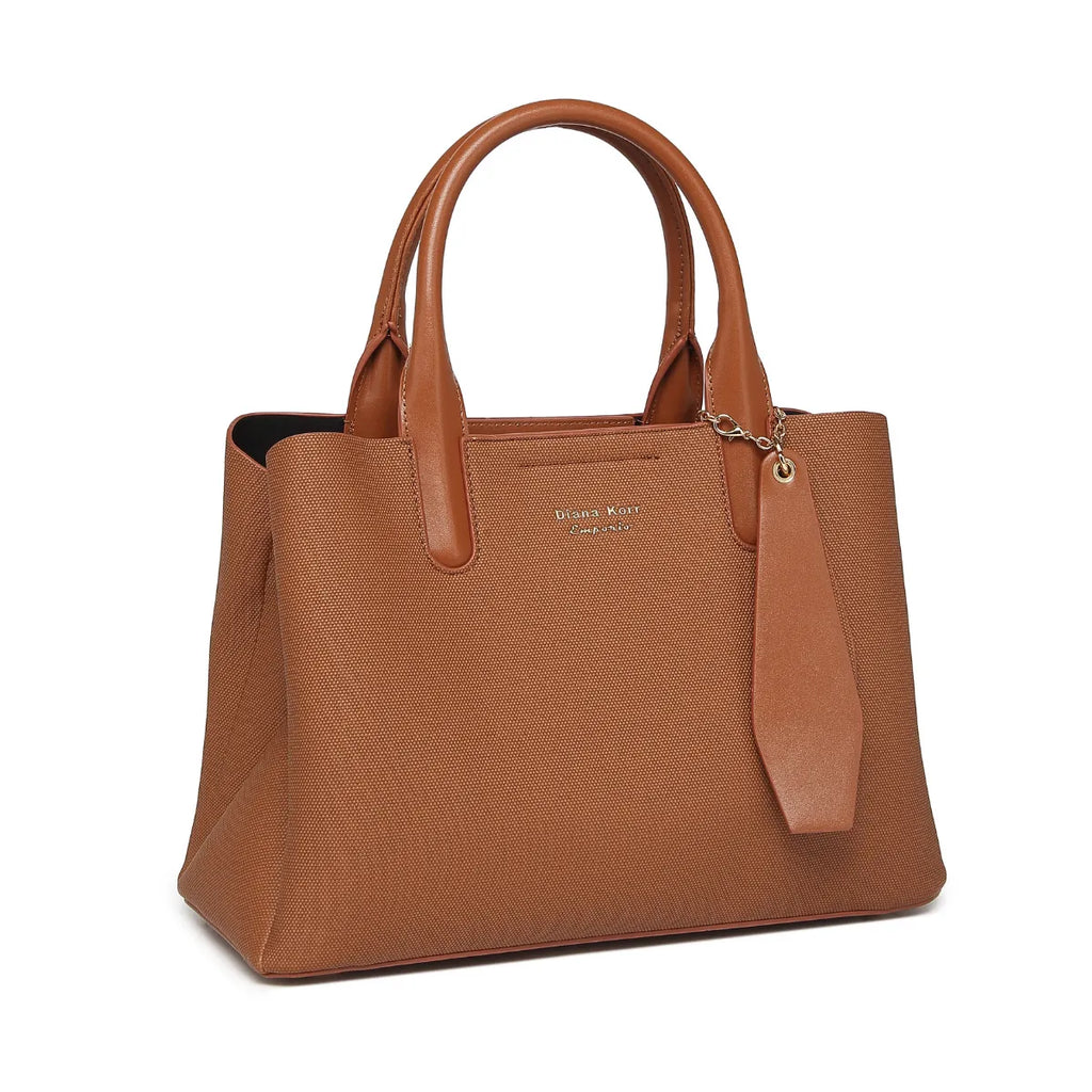 Tan Canvas Structured Handbag for Women
