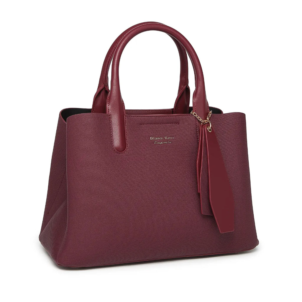 Wine Canvas Structured Handbag for Women