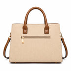 Khaki Chevron Textured Handbag for Women