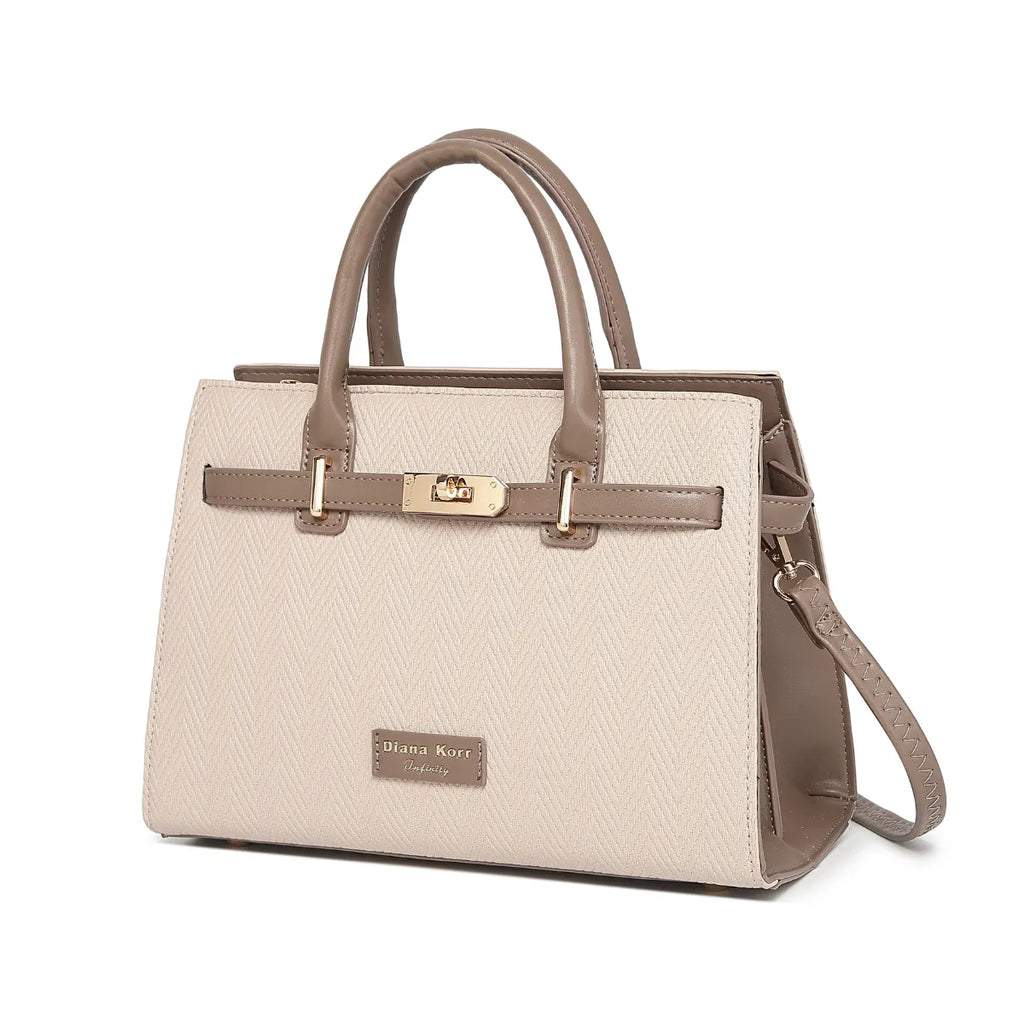 Beige Chevron Textured Handbag for Women