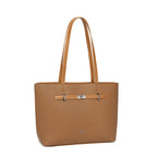 Tan Structured Shoulder Tote Bag for Women