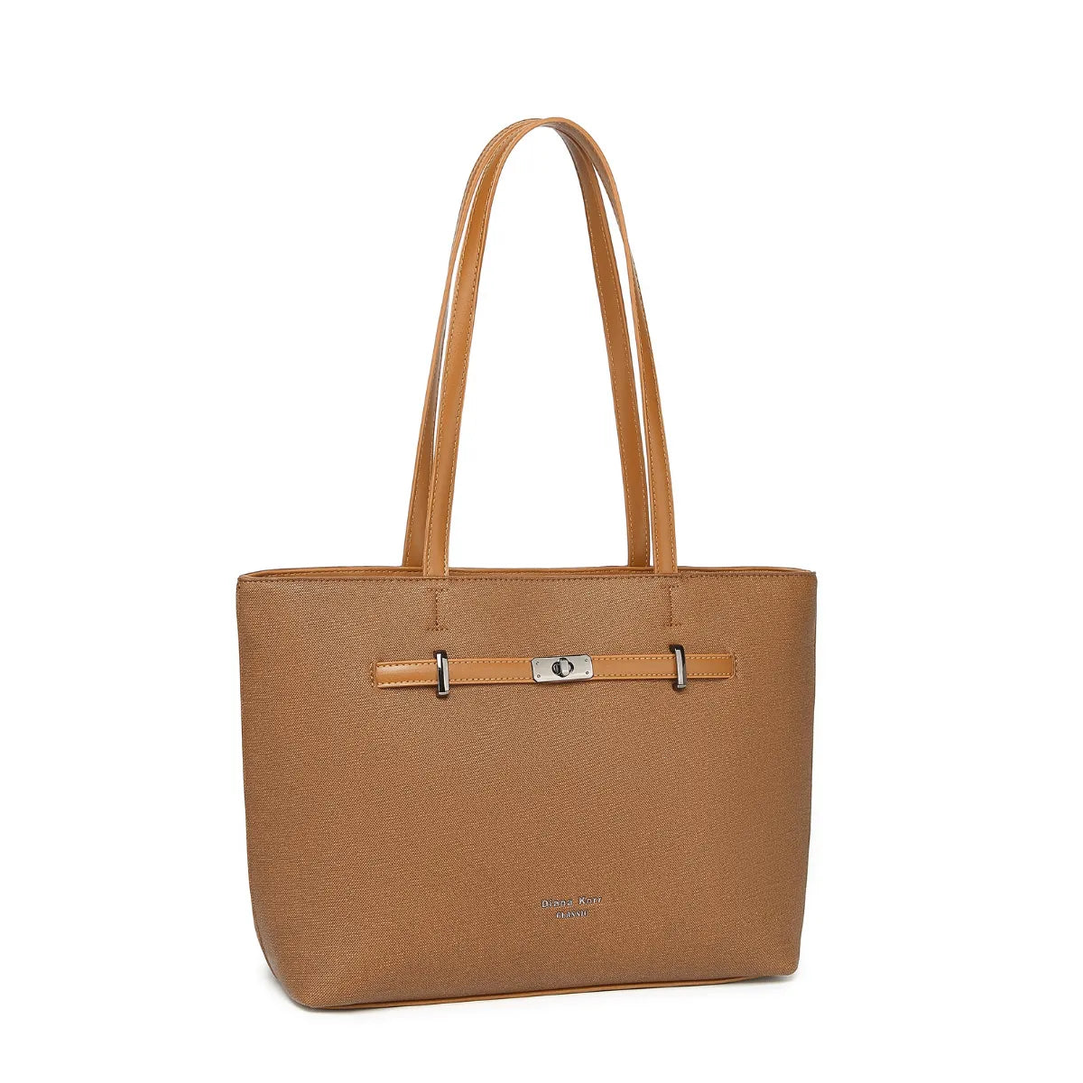 Tan Structured Shoulder Tote Bag for Women