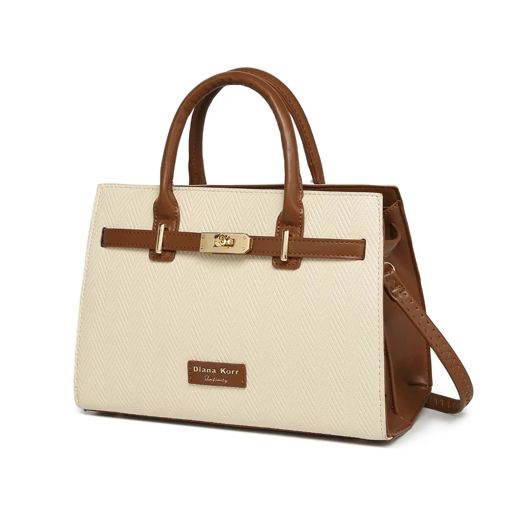 Off White Chevron Textured Handbag for Women