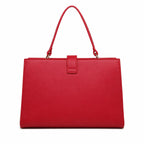 Red Structured Top Handle Handbag for Women
