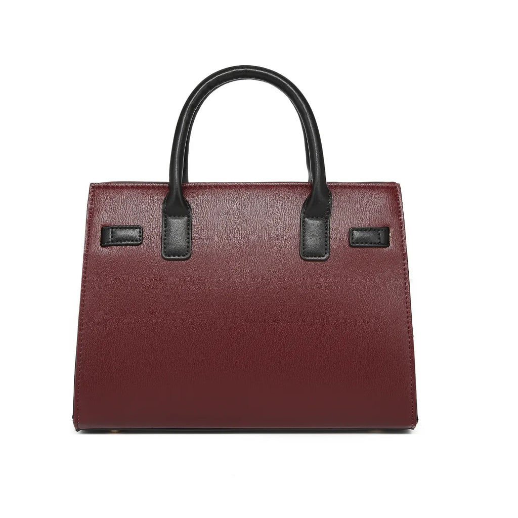 Wine Chevron Textured Handbag for Women