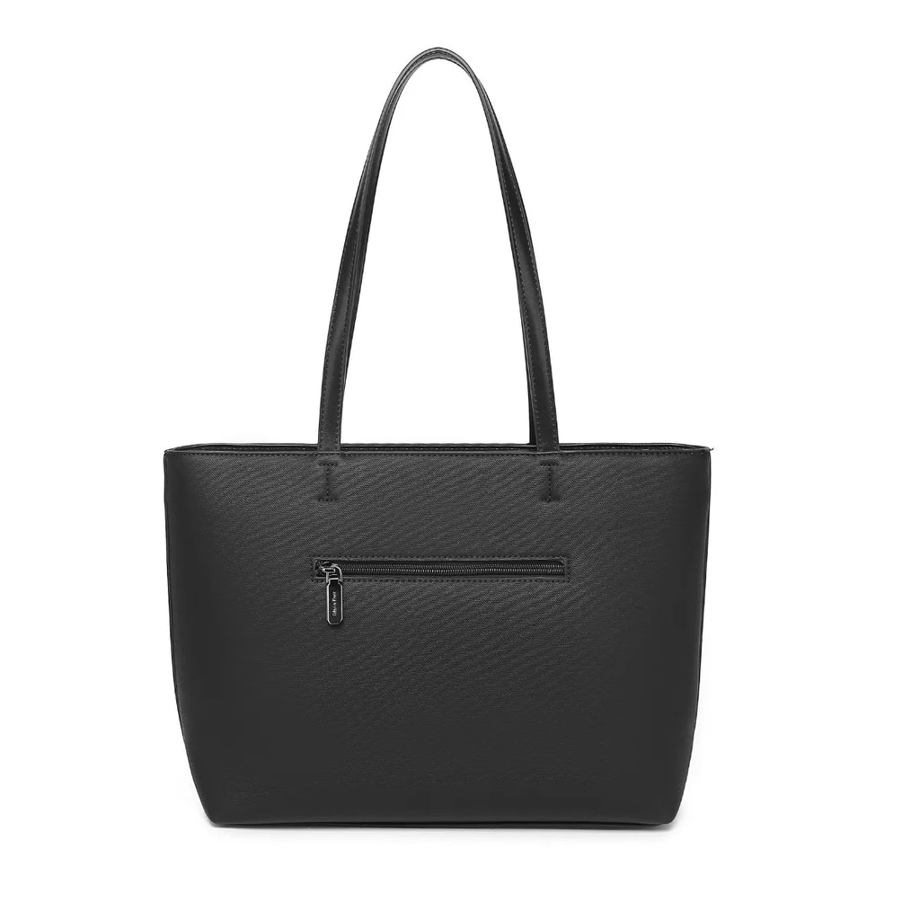 Black Structured Shoulder Tote Bag for Women