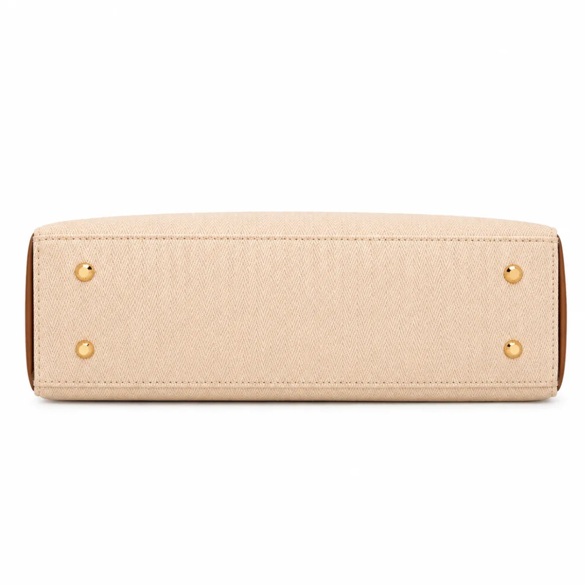 Khaki Chevron Textured Handbag for Women