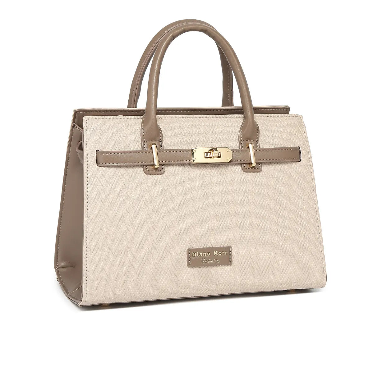 Beige Chevron Textured Handbag for Women