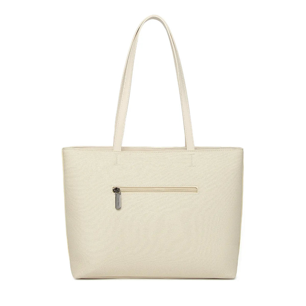 Off White Structured Shoulder Tote Bag for Women