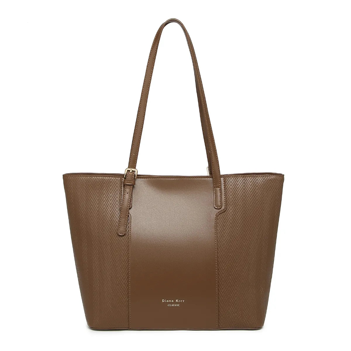 Brown Textured Panel Tote Bag for Women