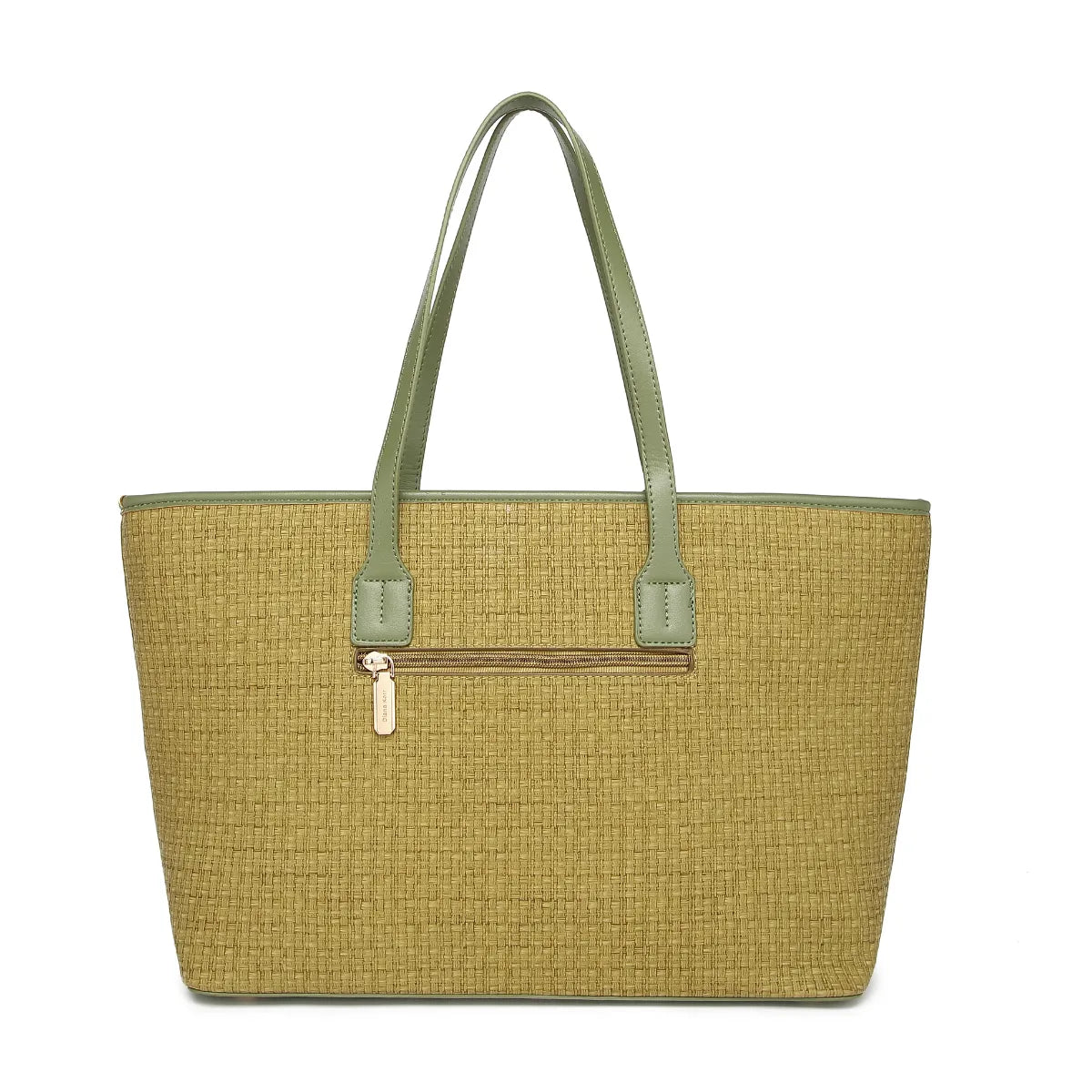 Mustard Woven Straw Textured Tote Bag for Women