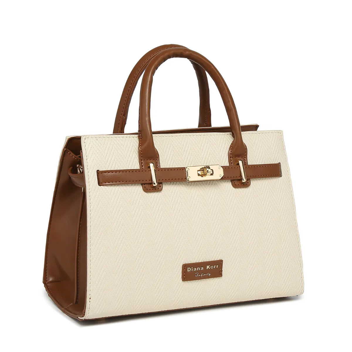 Off White Chevron Textured Handbag for Women