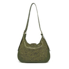 Green Embossed Floral Leather Hobo Bag for Women