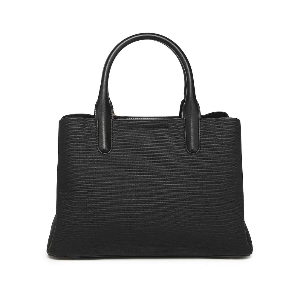 Black Canvas Structured Handbag for Women