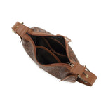 Tan Embossed Floral Leather Hobo Bag for Women