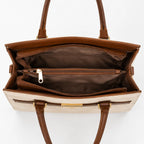 Khaki Chevron Textured Handbag for Women